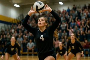 Cal-Hi Sports Senior Setters preparing for a high school volleyball match
