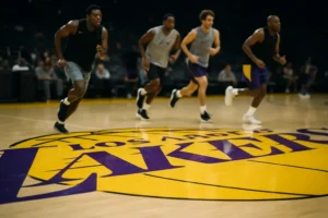 Lakers Preseason Schedule matchup scene inside a Los Angeles basketball arena
