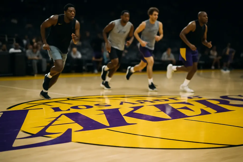Lakers Preseason Schedule matchup scene inside a Los Angeles basketball arena