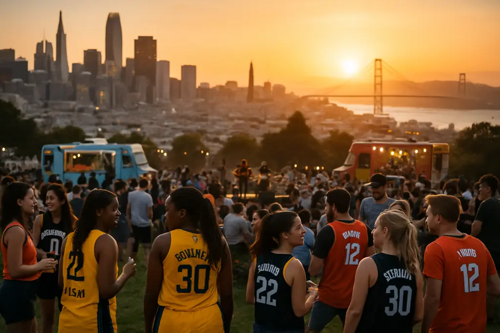 WNBA All-Star Game crowd gathering outside Chase Center in San Francisco